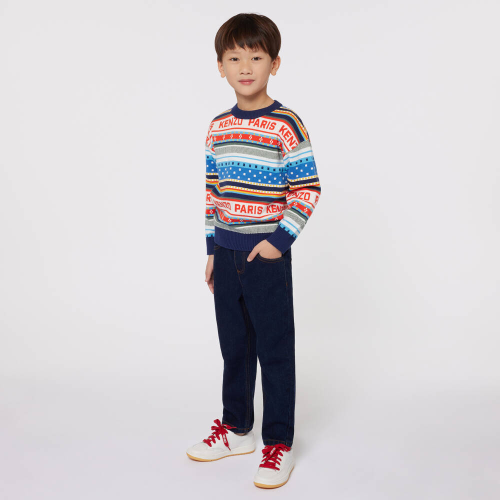 KENZO KIDS-Boys Festive Blue Knit Jumper | Childrensalon Outlet