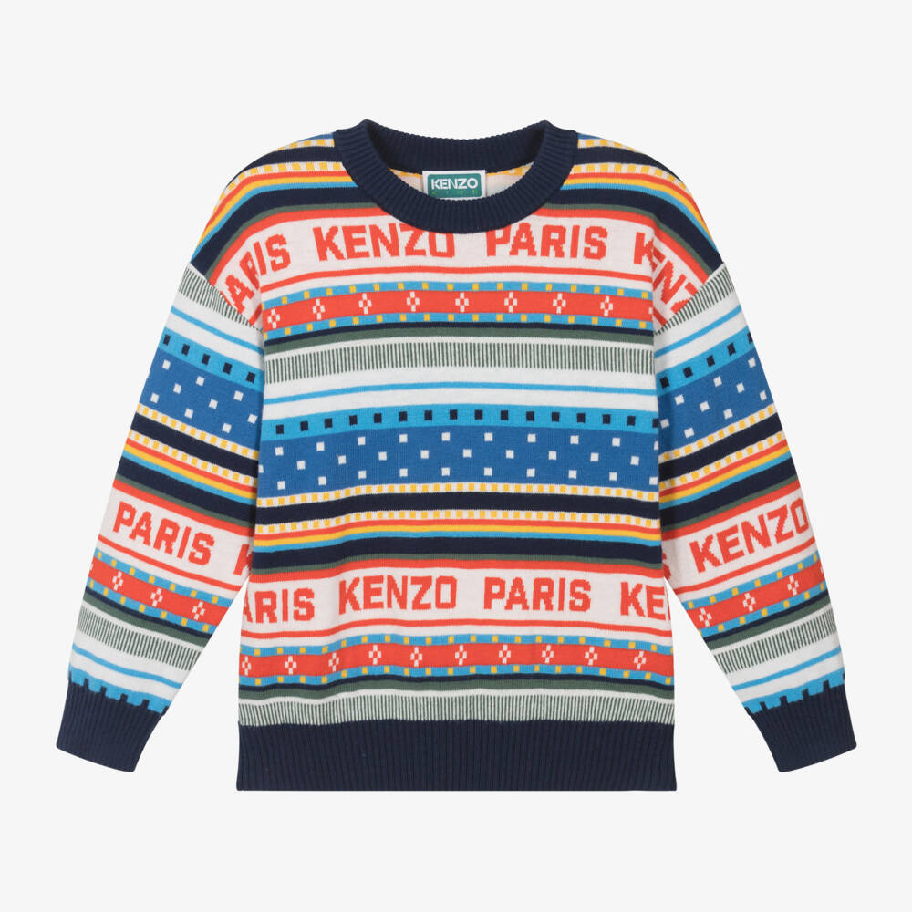 KENZO KIDS-Boys Festive Blue Knit Jumper | Childrensalon Outlet
