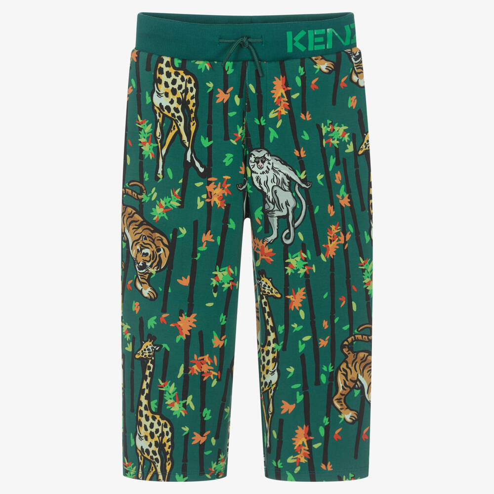 KENZO KIDS - Boys Green Bamboo Print Trousers | Childrensalon