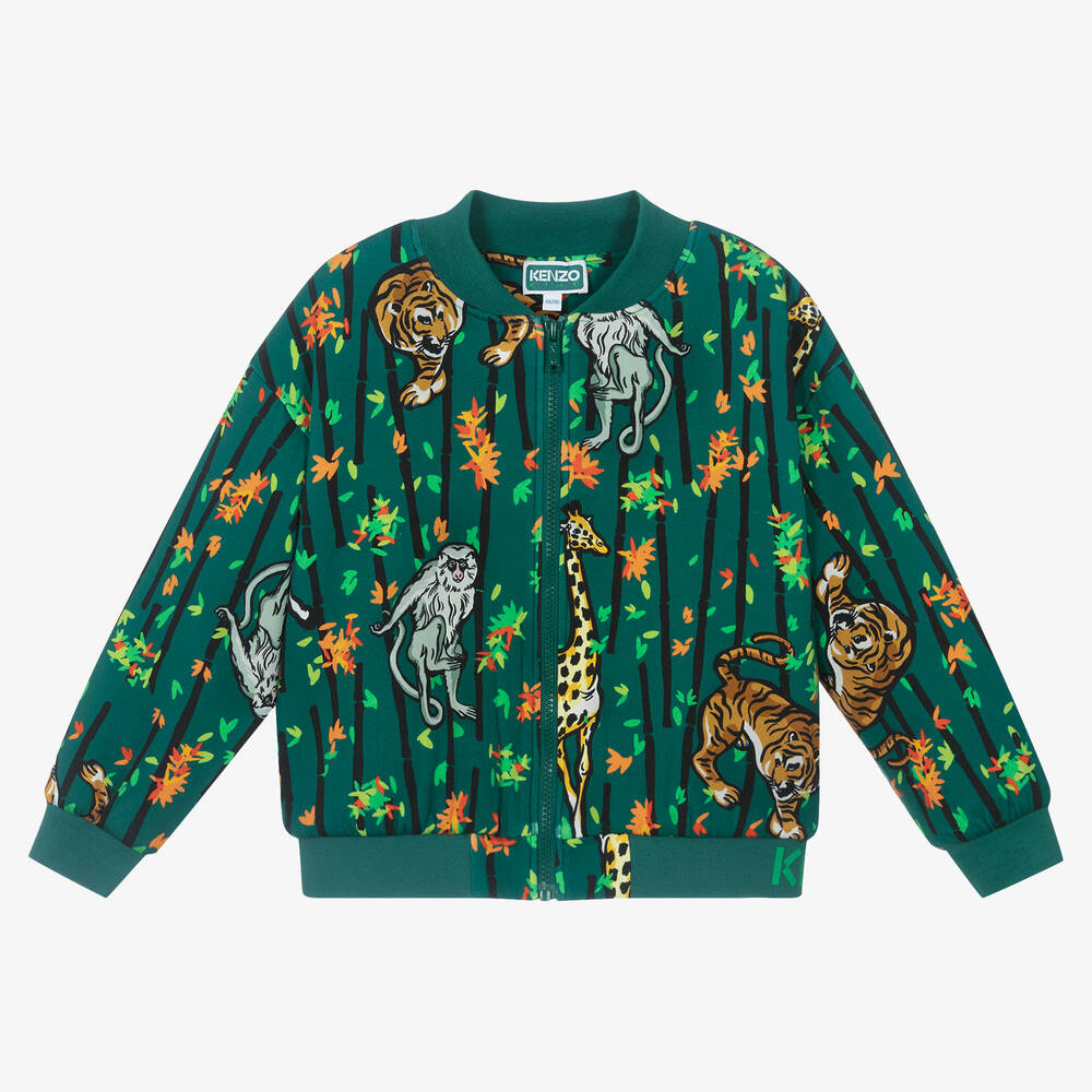 KENZO KIDS - Haut vert zippé imprimé bambou | Childrensalon