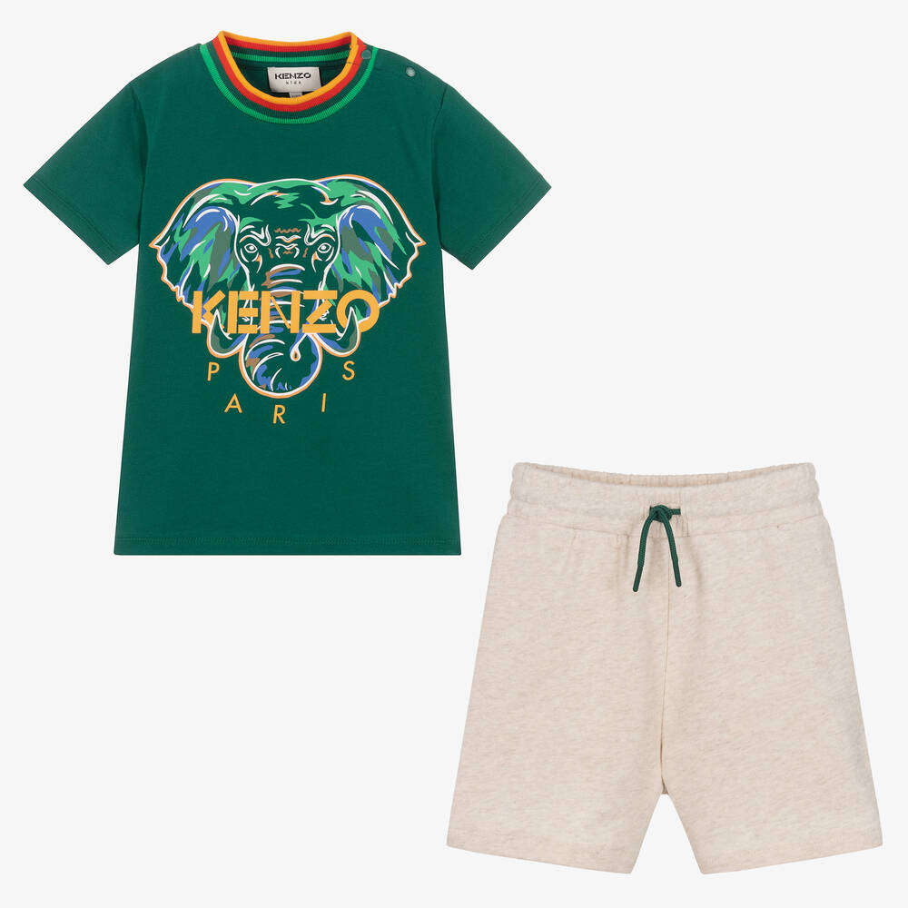うのにもお得な - KIDS KENZO Boys Set Shorts Cotton Beige & Green Clothing
