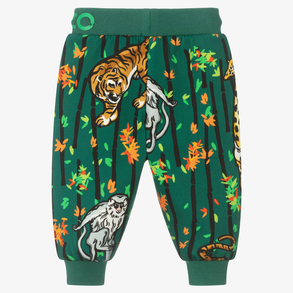 KENZO KIDS-Зеленые хлопковые джоггеры с бамбуковым принтом | Childrensalon Outlet