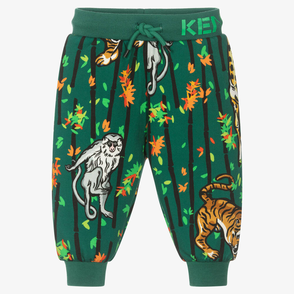 KENZO KIDS - Bas de jogging vert imprimé bambou | Childrensalon