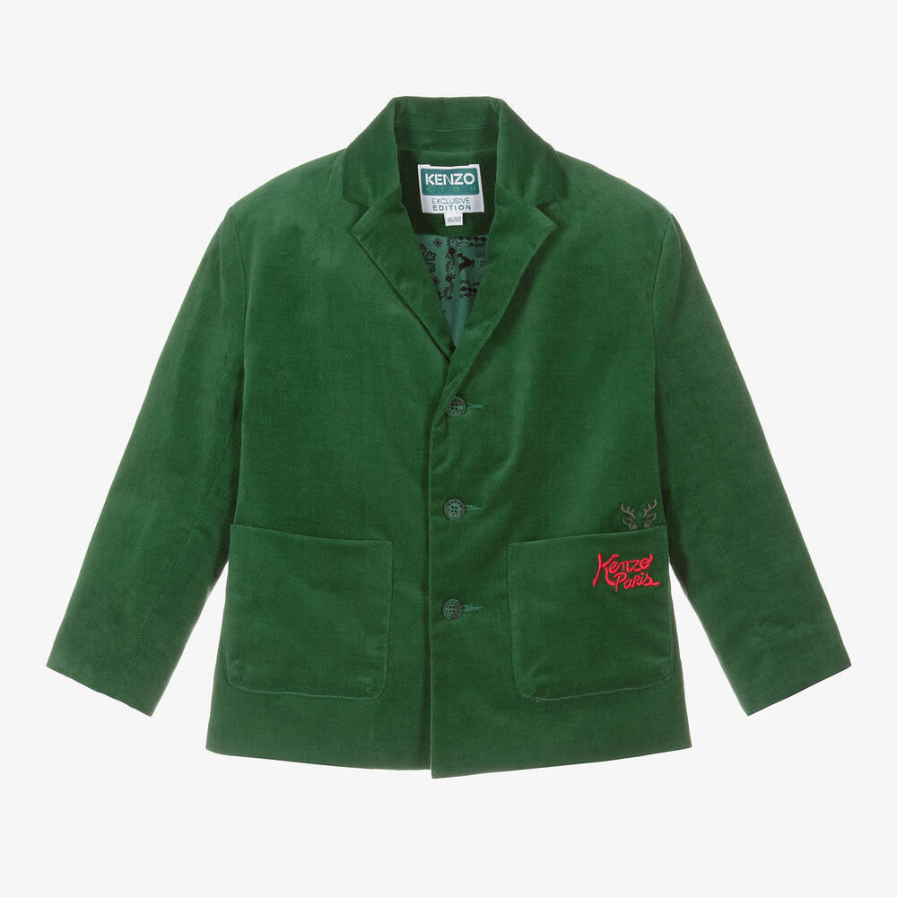 KENZO KIDS-جاكيت بليزر قطن لون أخضر للأولاد | Childrensalon Outlet
