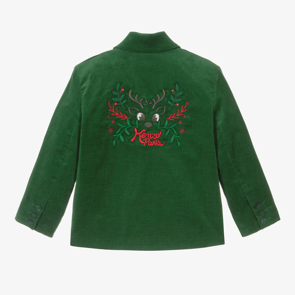 KENZO KIDS-Зеленый новогодний блейзер для мальчиков | Childrensalon Outlet