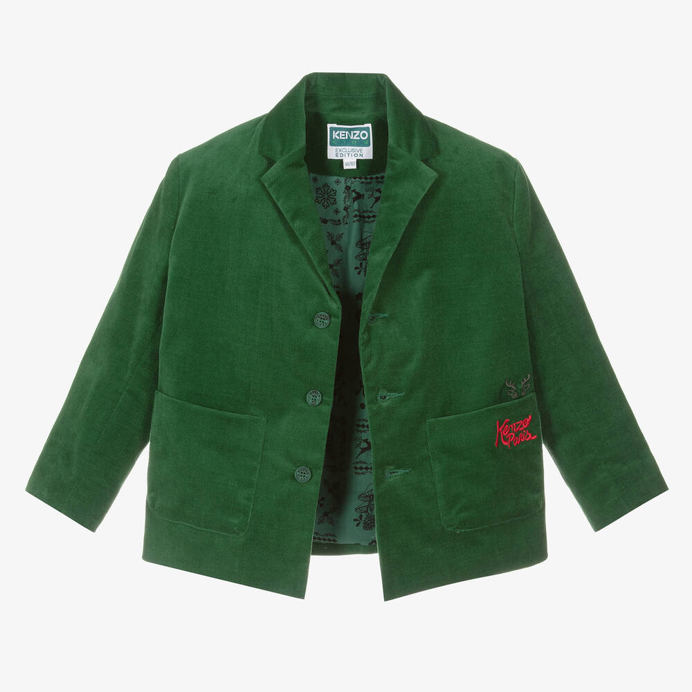 KENZO KIDS-Зеленый новогодний блейзер для мальчиков | Childrensalon Outlet