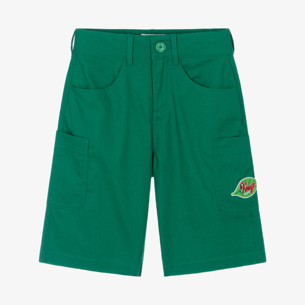 KENZO KIDS-Зеленые хлопковые бермуды с логотипом для мальчиков | Childrensalon Outlet