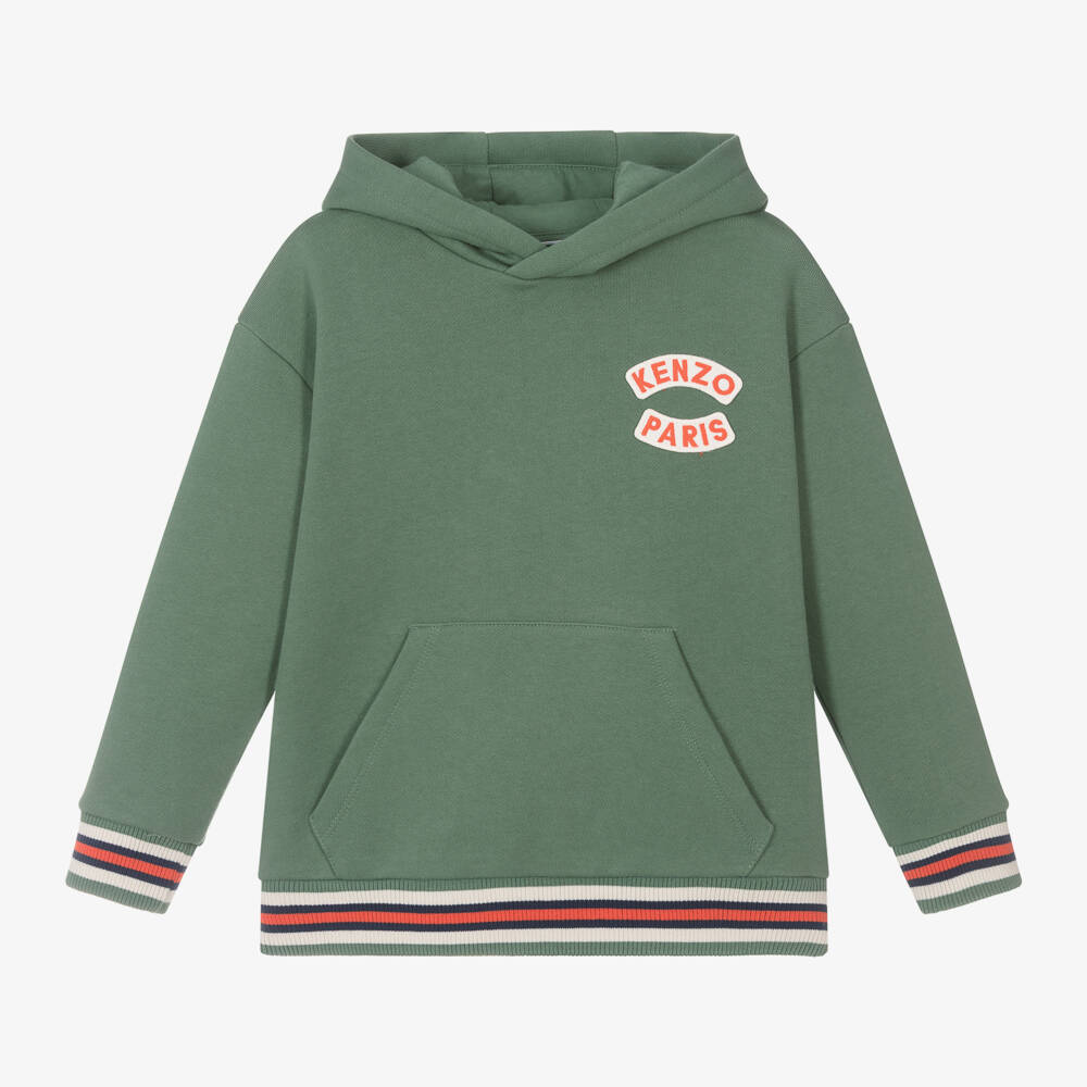 KENZO KIDS-Boys Green Cotton Logo Hoodie | Childrensalon Outlet