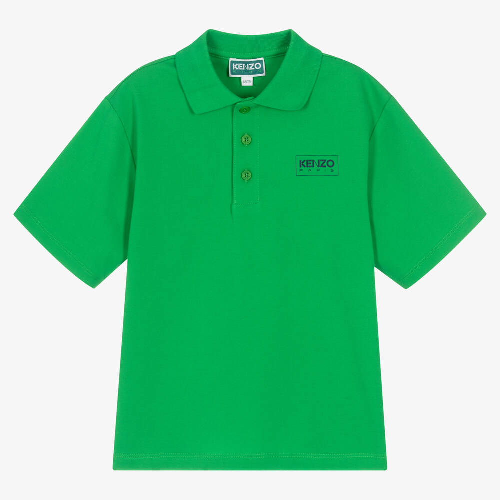 KENZO KIDS - Boys Green Cotton Polo Shirt | Childrensalon