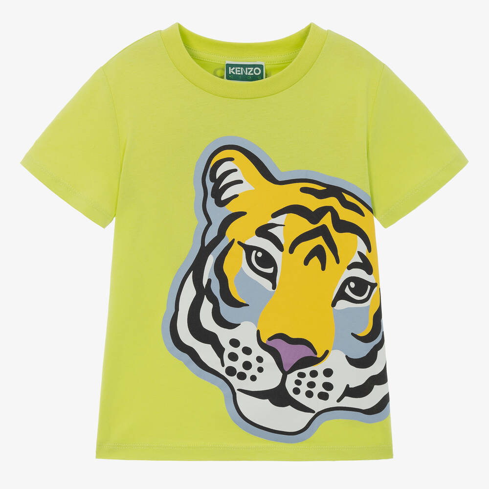 KENZO KIDS - Grünes Tiger-Baumwoll-T-Shirt (J) | Childrensalon
