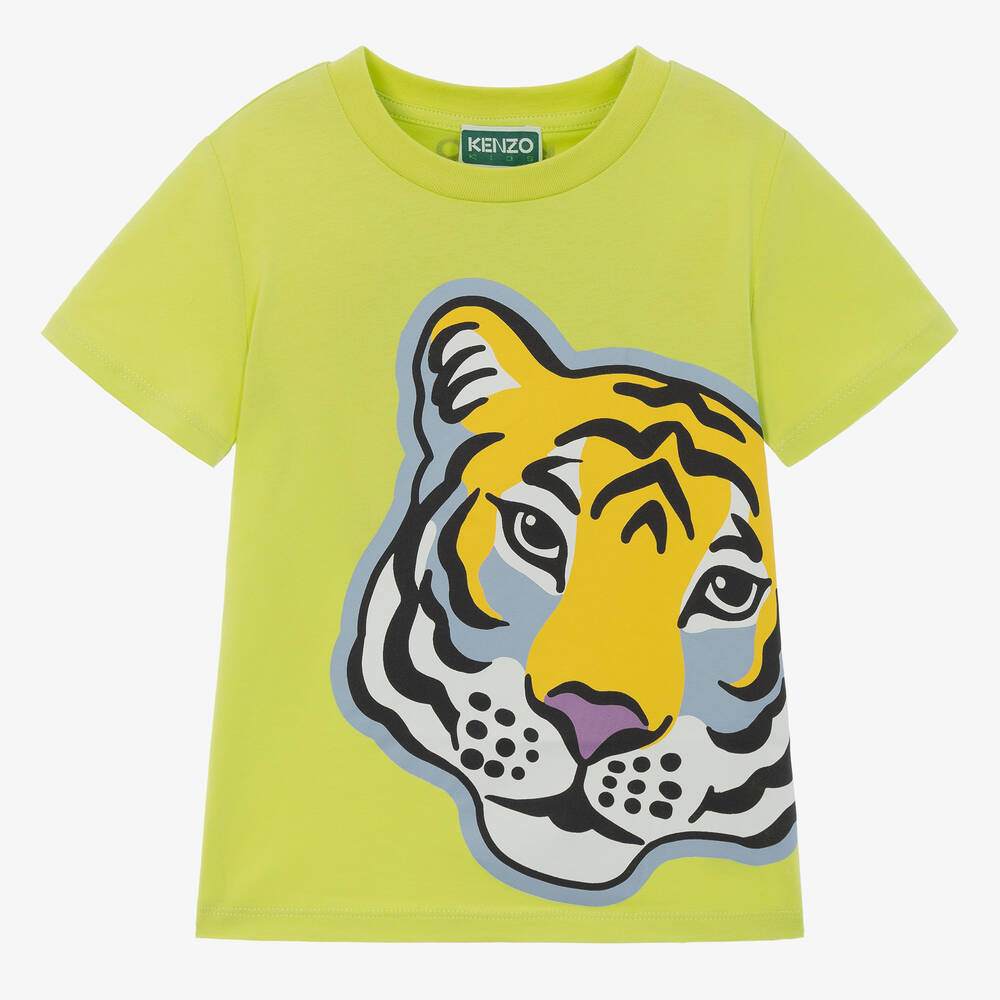 KENZO KIDS - Зеленая хлопковая футболка с тигром | Childrensalon