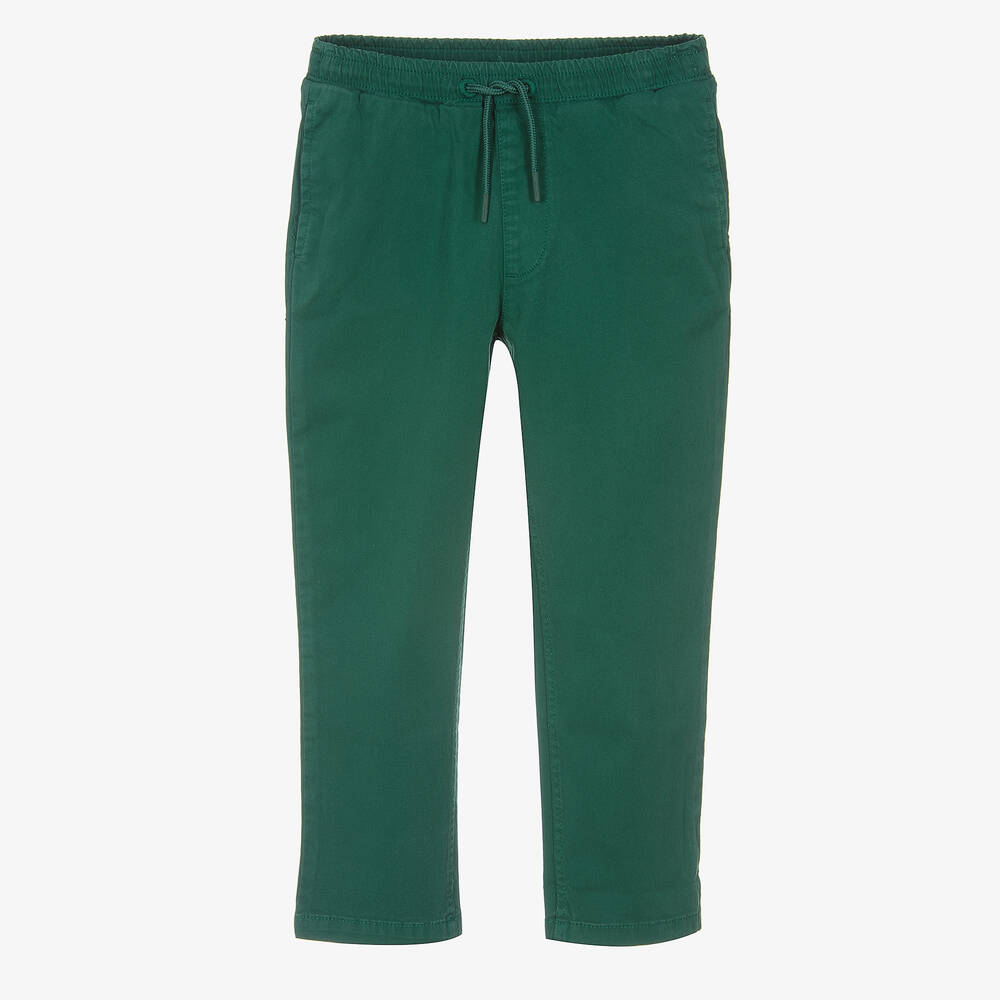 KENZO KIDS - Boys Green Cotton Twill Trousers | Childrensalon