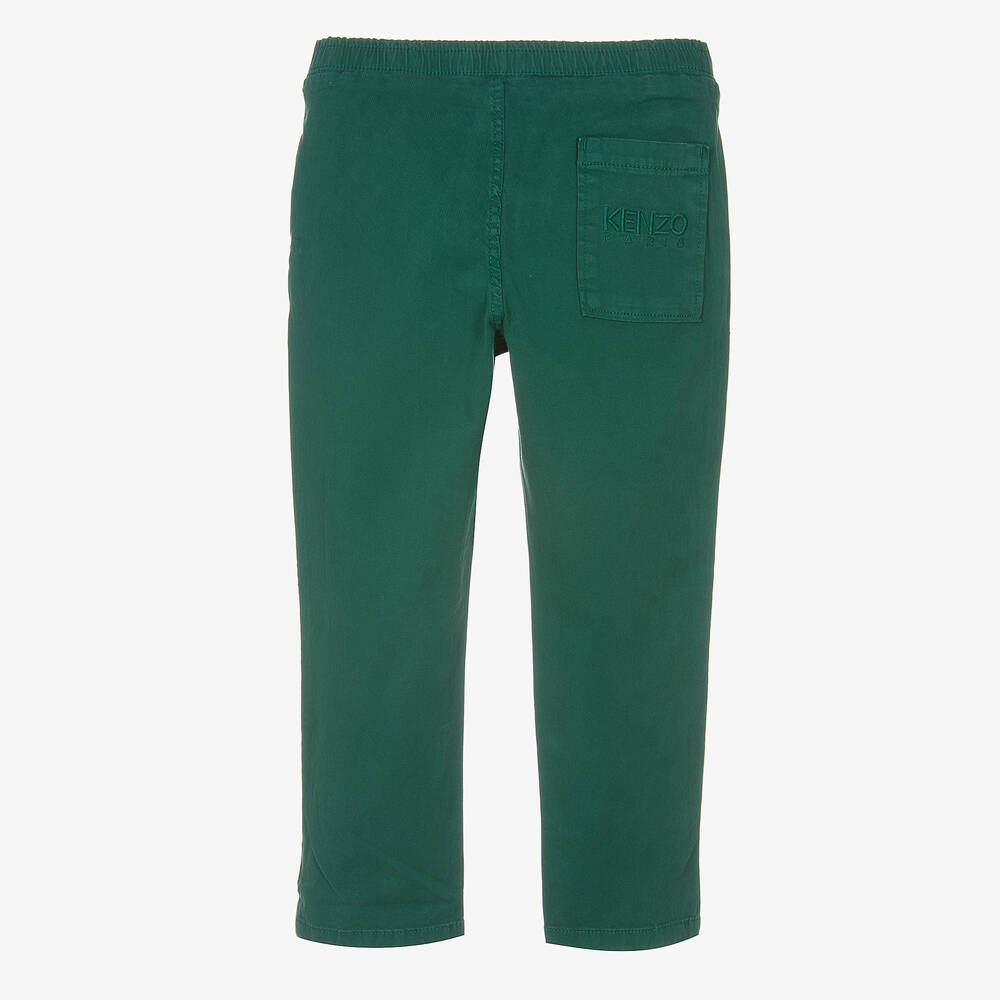 KENZO KIDS-بنطلون قطن تويل لون أخضر للأولاد | Childrensalon Outlet