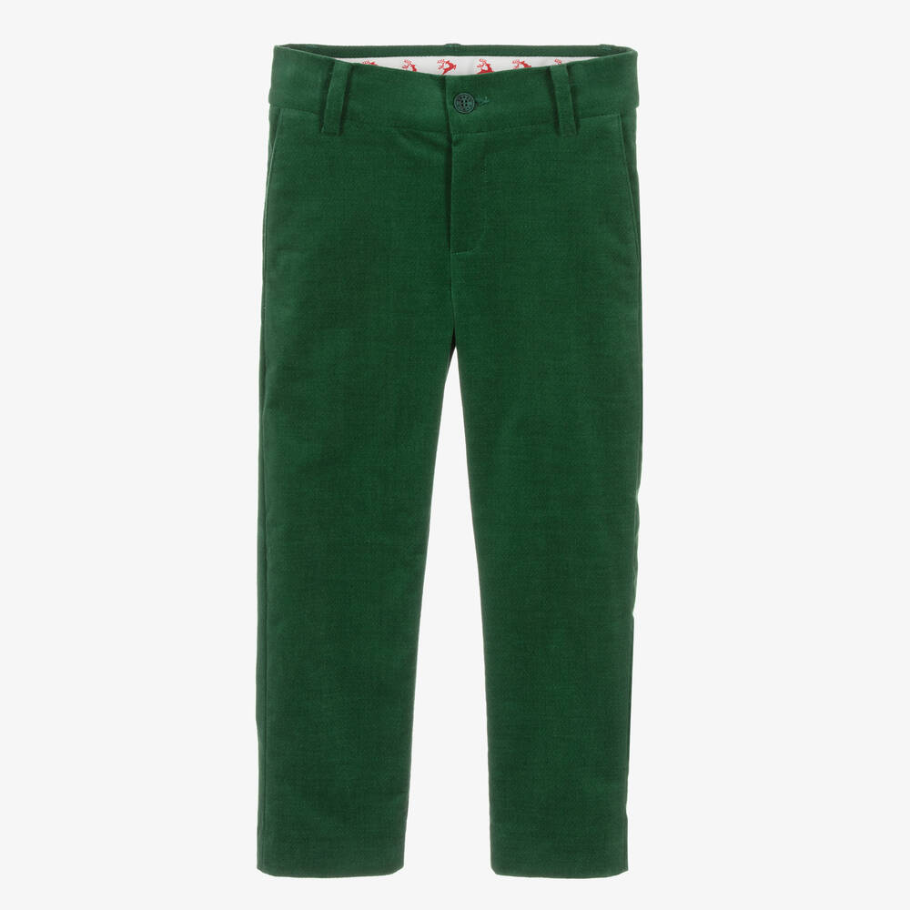 KENZO KIDS - Boys Green Festive Cotton Trousers | Childrensalon
