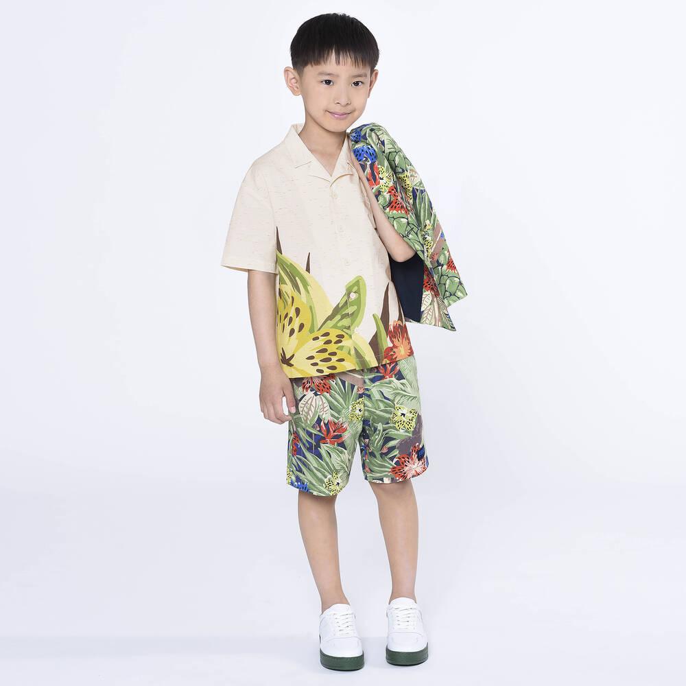 KENZO KIDS-Зеленые хлопковые шорты-бермуды | Childrensalon Outlet
