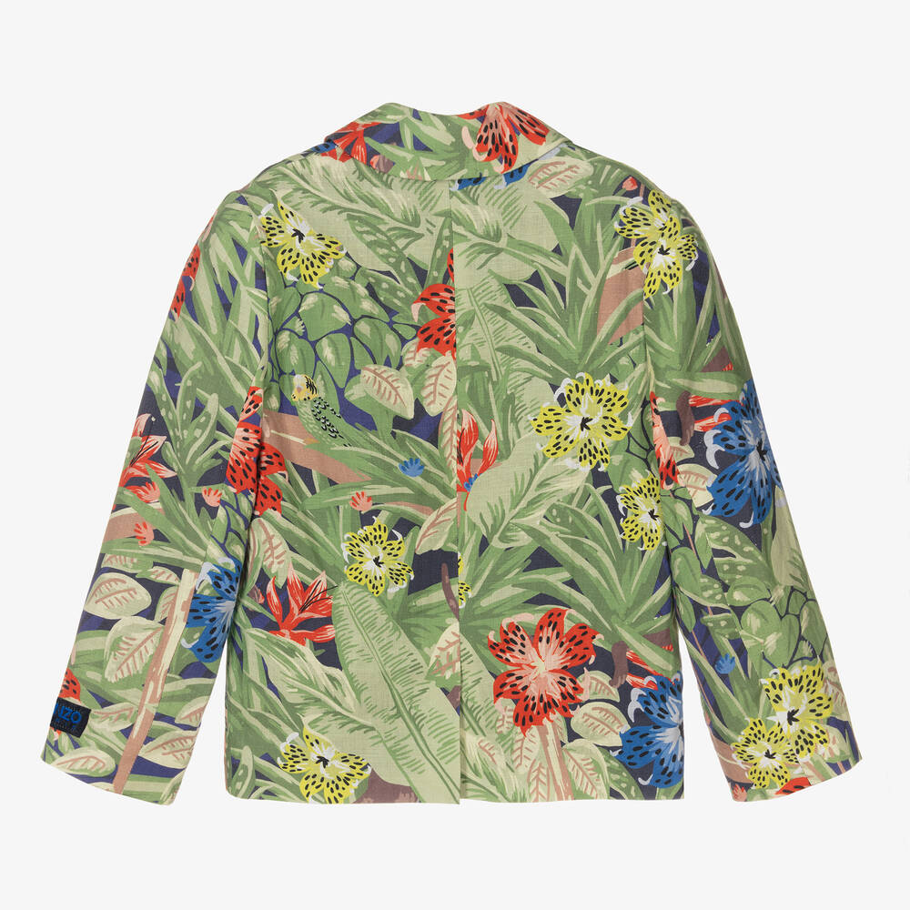 كينزو كيدز-جاكيت بلايزر كتان لون أخضر للأولاد | Childrensalon Outlet