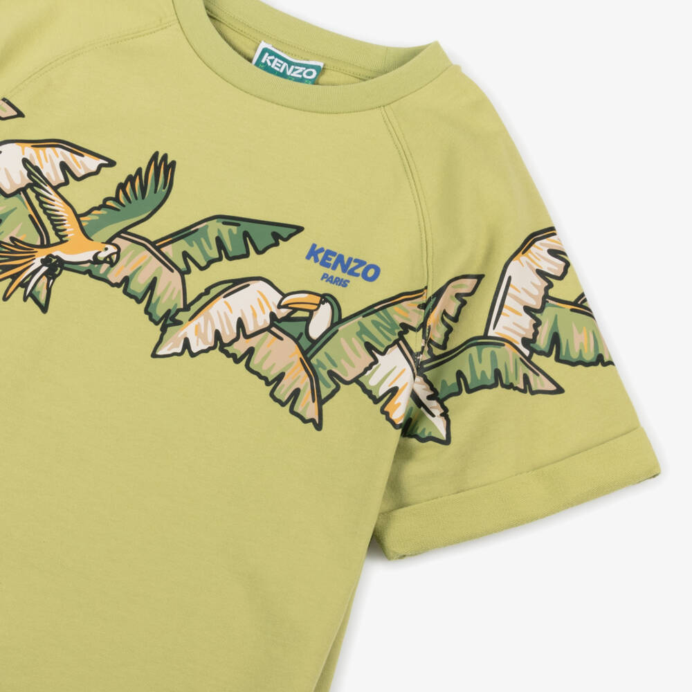 KENZO KIDS-Boys Green Jungle Adventure Tee | Childrensalon Outlet