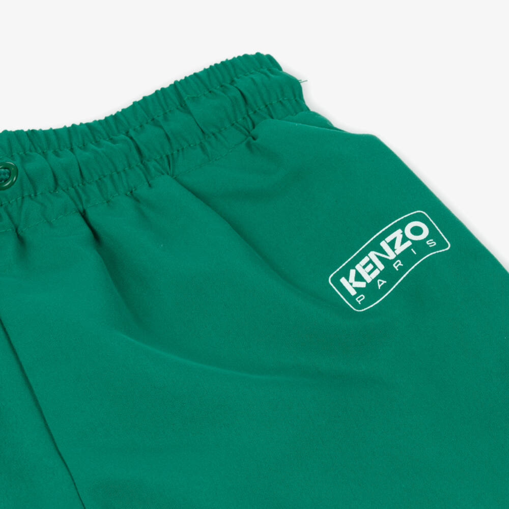 KENZO KIDS-Boys Green Kenzo Paris Swim Shorts | Childrensalon Outlet