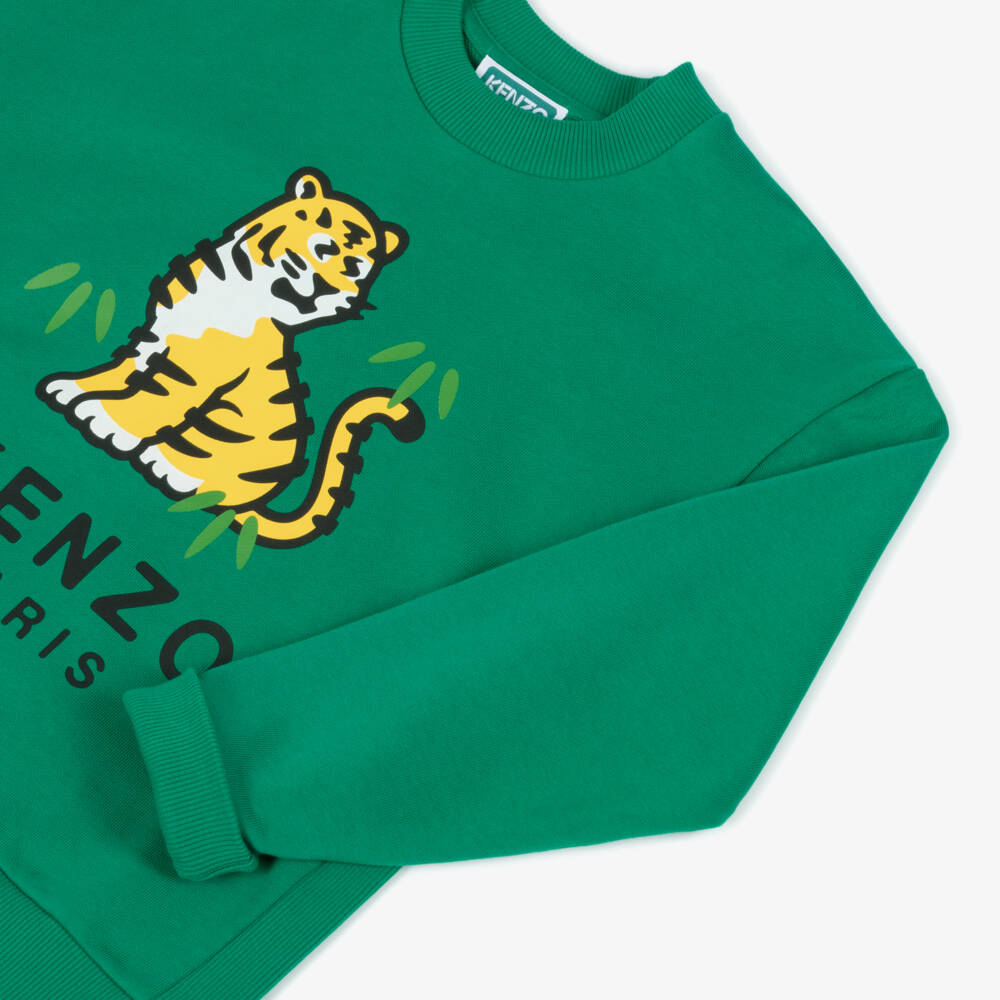 KENZO KIDS-Boys Green Tiger Cotton Sweatshirt | Childrensalon Outlet