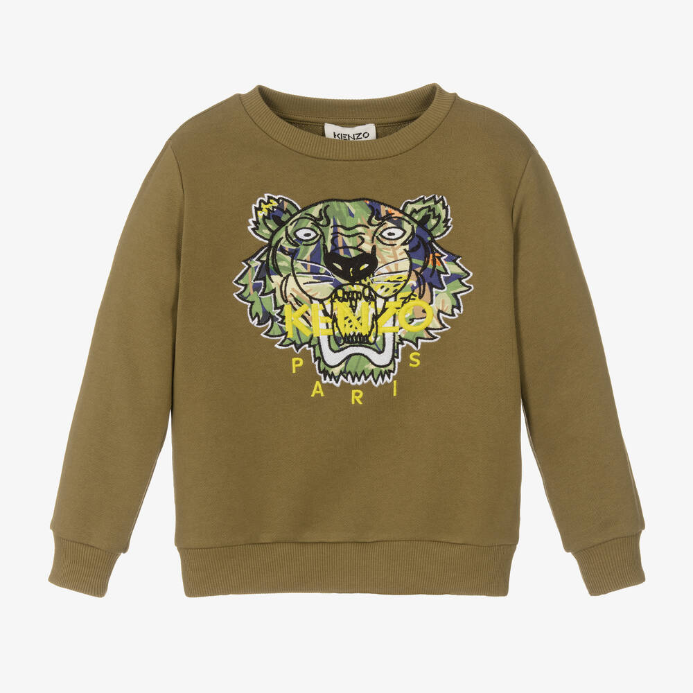 KENZO KIDS - Sweat vert tigre garçon | Childrensalon