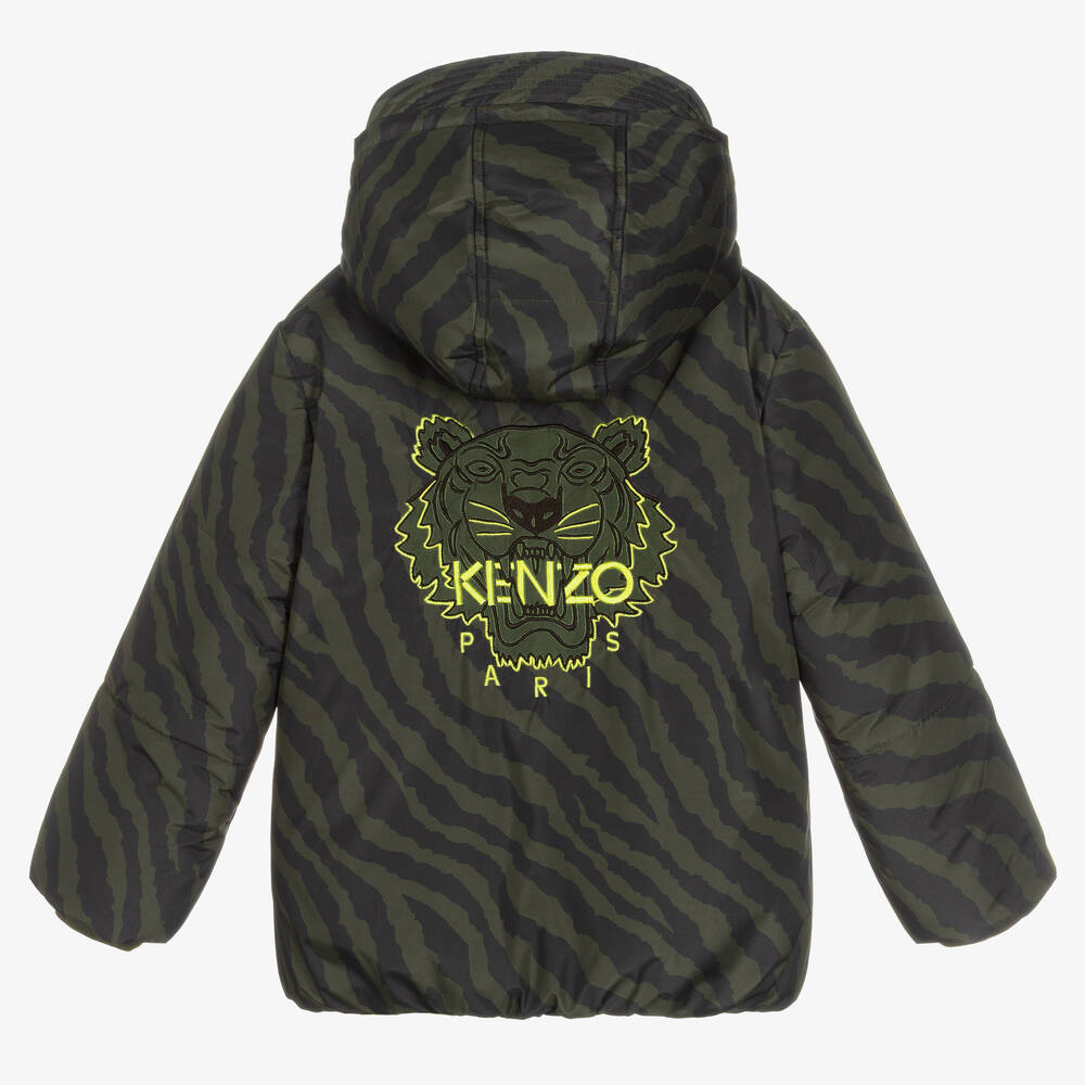 KENZO KIDS-جاكيت هودي لون أخضر كاكي للأولاد | Childrensalon Outlet