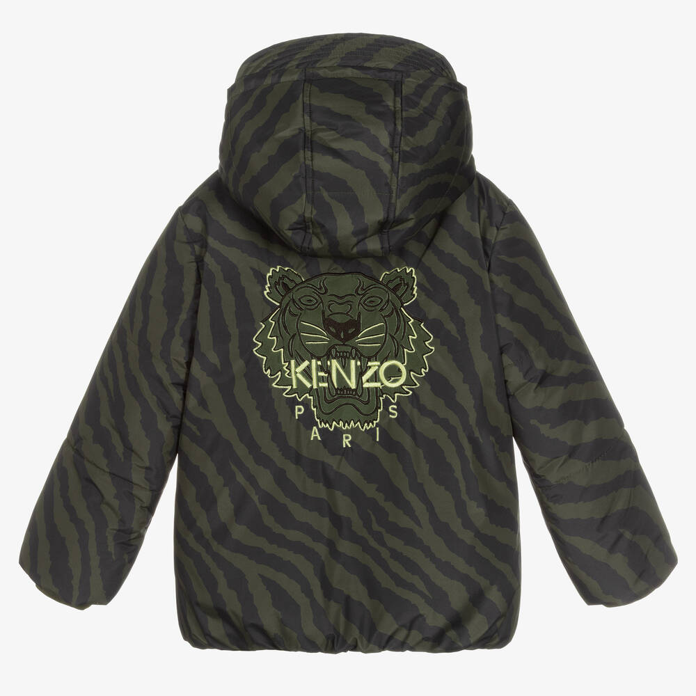 KENZO KIDS-جاكيت هودي لون أخضر كاكي للأولاد | Childrensalon Outlet