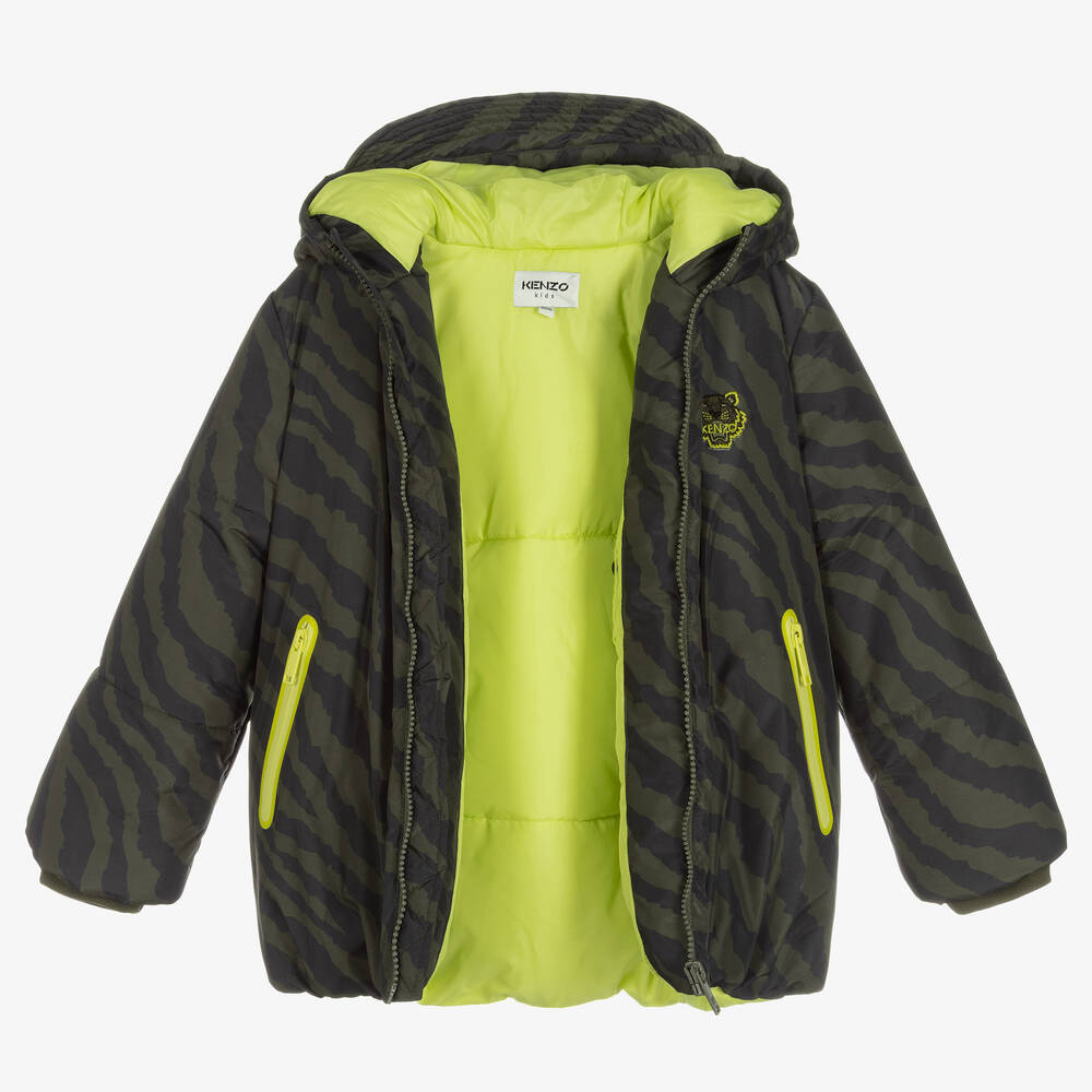 KENZO KIDS-جاكيت هودي لون أخضر كاكي للأولاد | Childrensalon Outlet