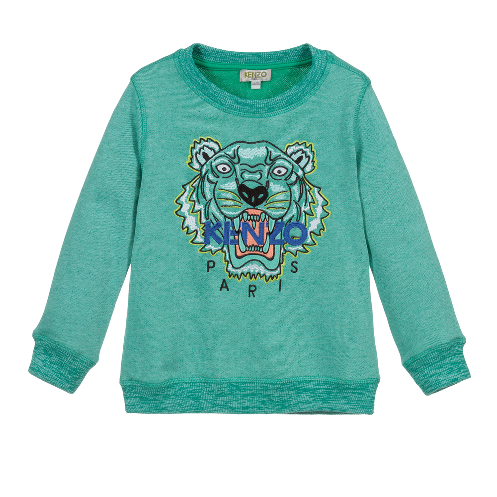 KENZO KIDS - Boys Green Tiger Sweatshirt | Childrensalon
