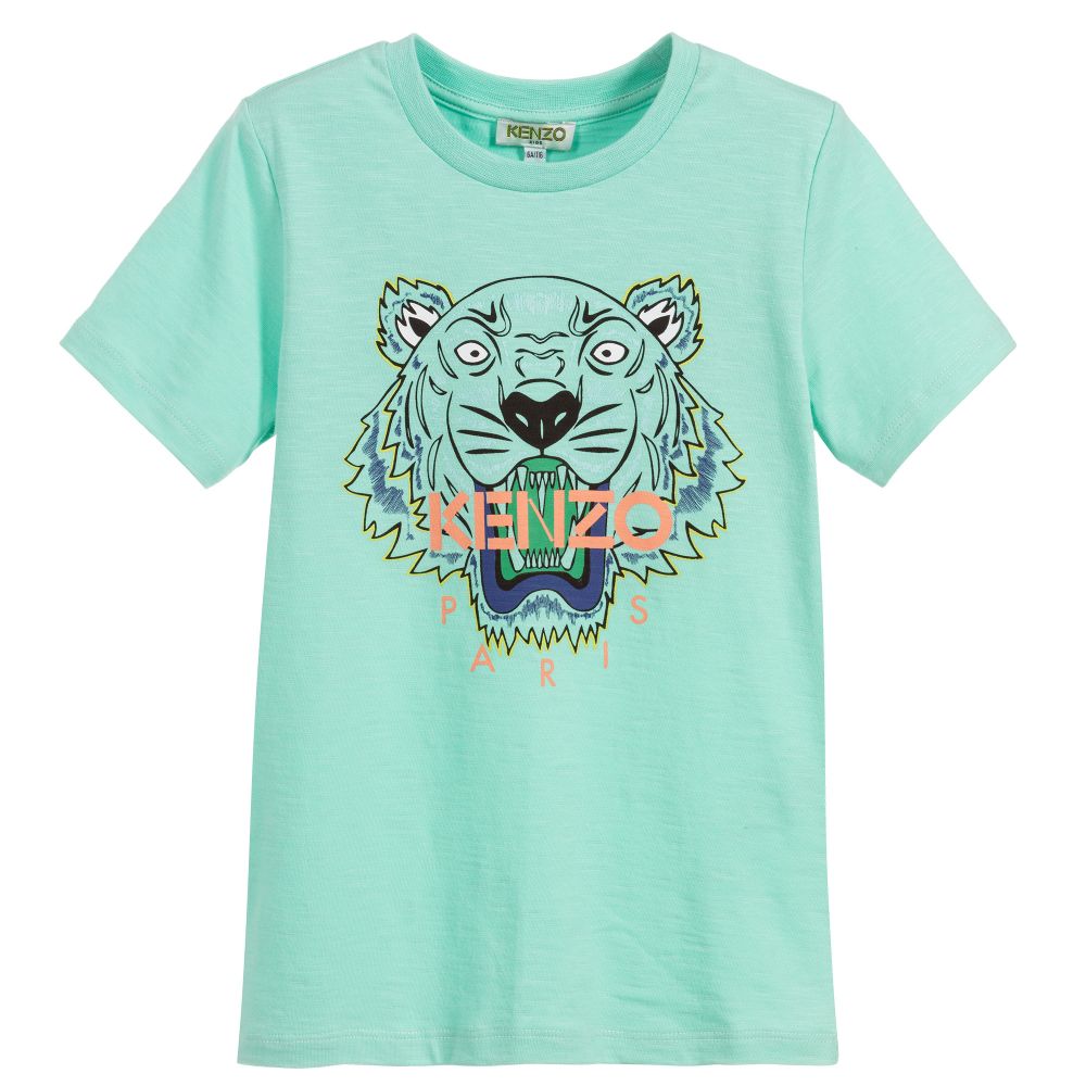 KENZO KIDS - Boys Green Tiger T-Shirt | Childrensalon