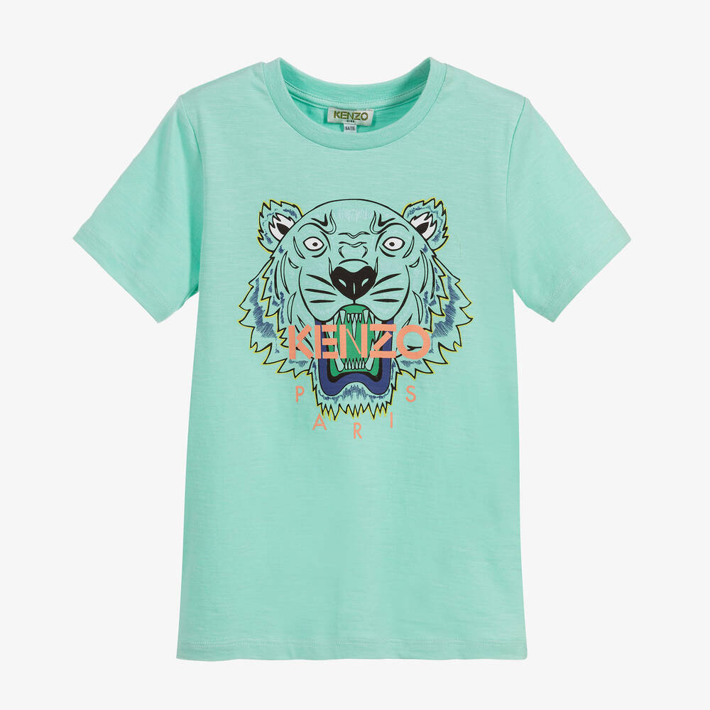 KENZO KIDS - Boys Green Tiger T-Shirt | Childrensalon