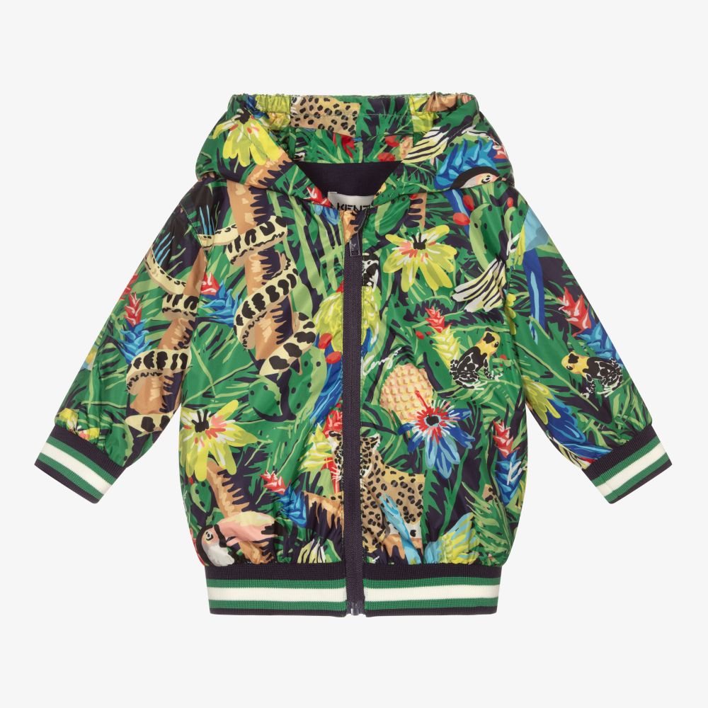KENZO KIDS - Grüne Jacke mit tropischem Print (J)  | Childrensalon