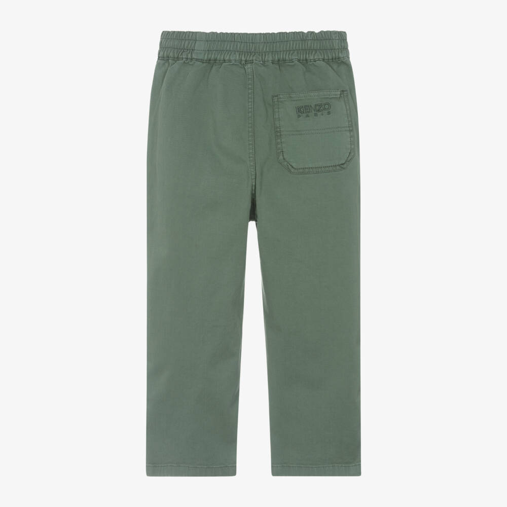 KENZO KIDS-Boys Green Twill Trousers | Childrensalon Outlet