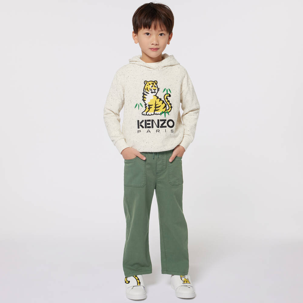 KENZO KIDS-Boys Green Twill Trousers | Childrensalon Outlet