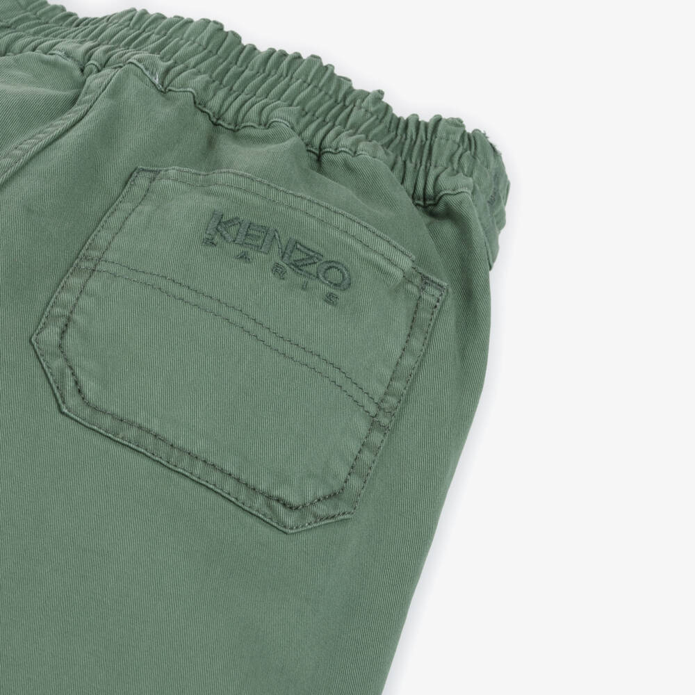 KENZO KIDS-Boys Green Twill Trousers | Childrensalon Outlet