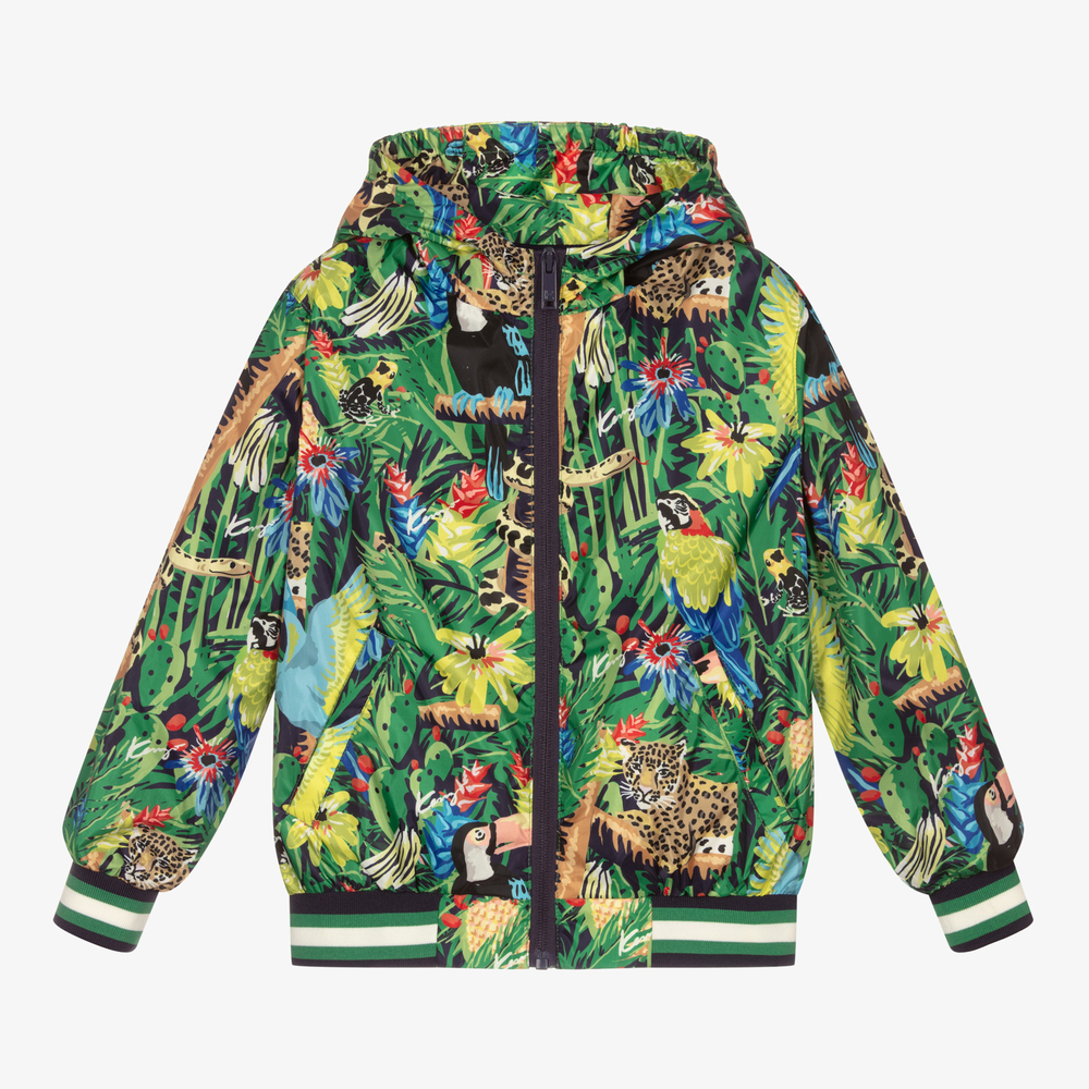 KENZO KIDS - Boys Green Windbreaker Jacket | Childrensalon