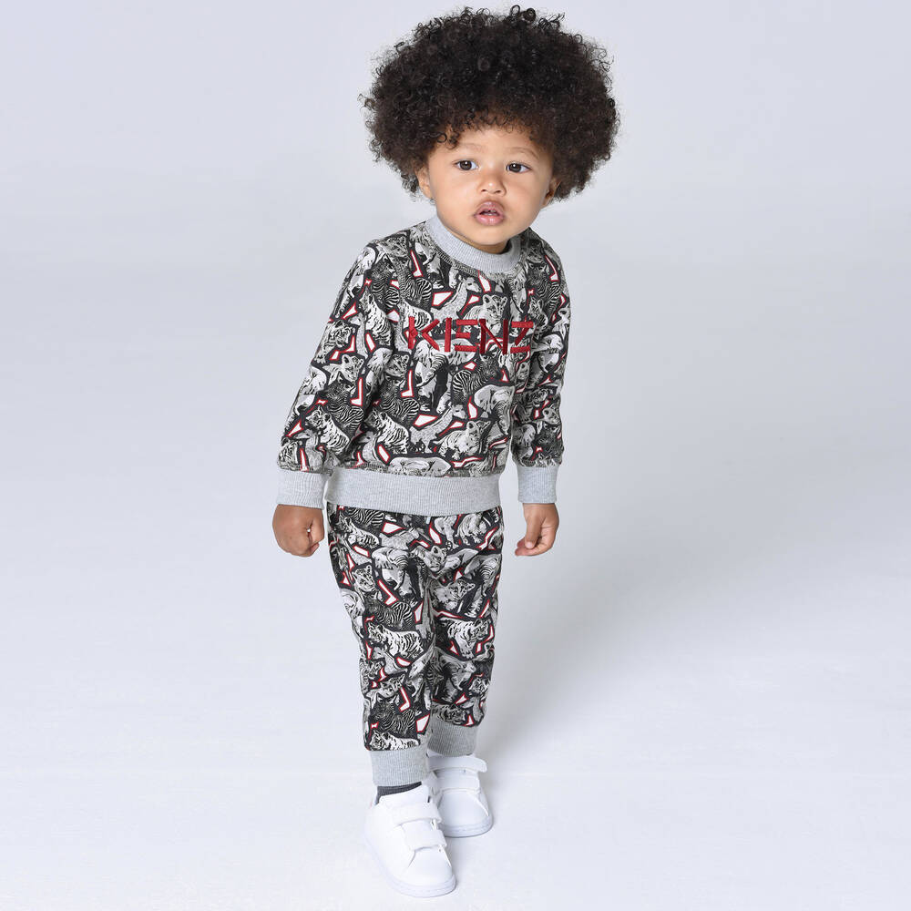 KENZO KIDS-Серые хлопковые джоггеры для мальчиков | Childrensalon Outlet