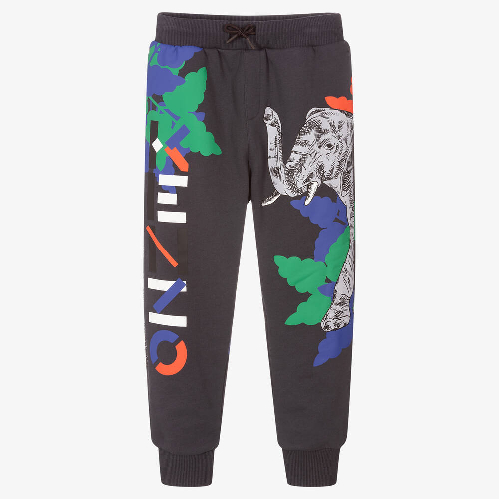 KENZO KIDS-Boys Grey Cotton Joggers | Childrensalon Outlet