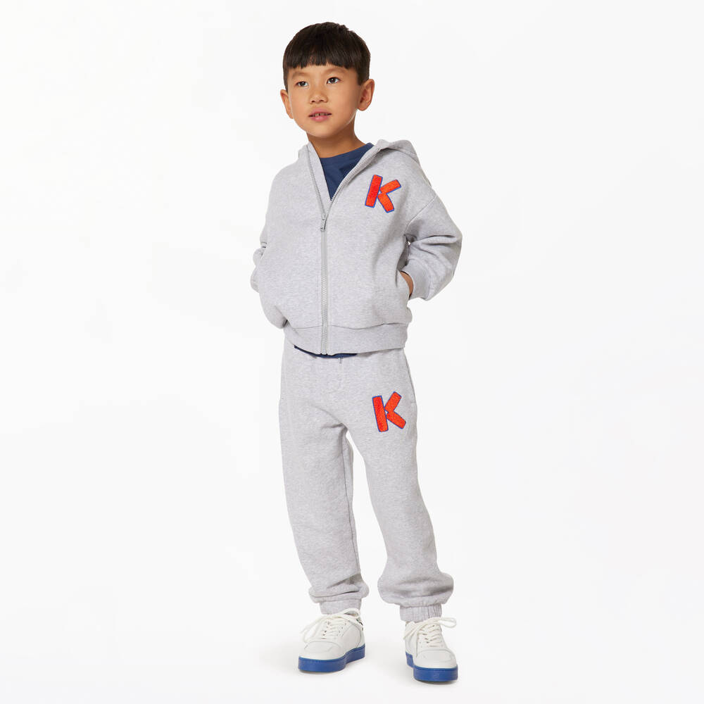 KENZO KIDS-Серые хлопковые джоггеры для мальчиков | Childrensalon Outlet