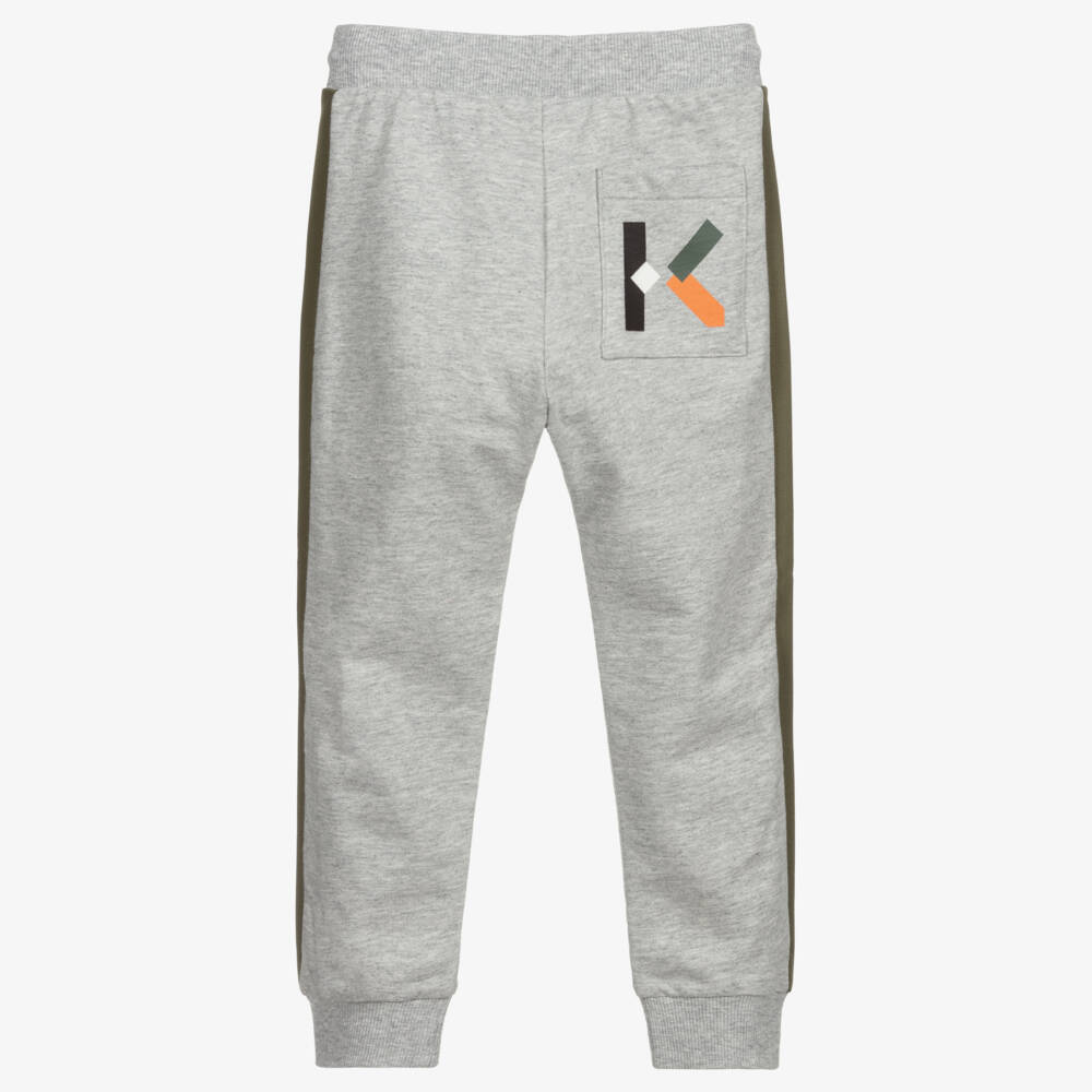 KENZO KIDS-جوغرز قطن جيرسي لون رمادي للأولاد | Childrensalon Outlet
