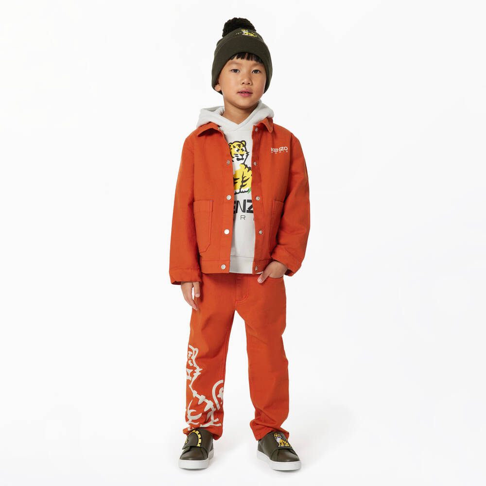 KENZO KIDS - Boys Grey Cotton KOTORA Tiger Hoodie