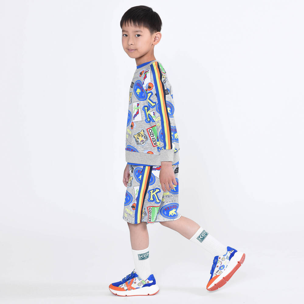 KENZO KIDS-شورت قطن لون رمادي للأولاد | Childrensalon Outlet