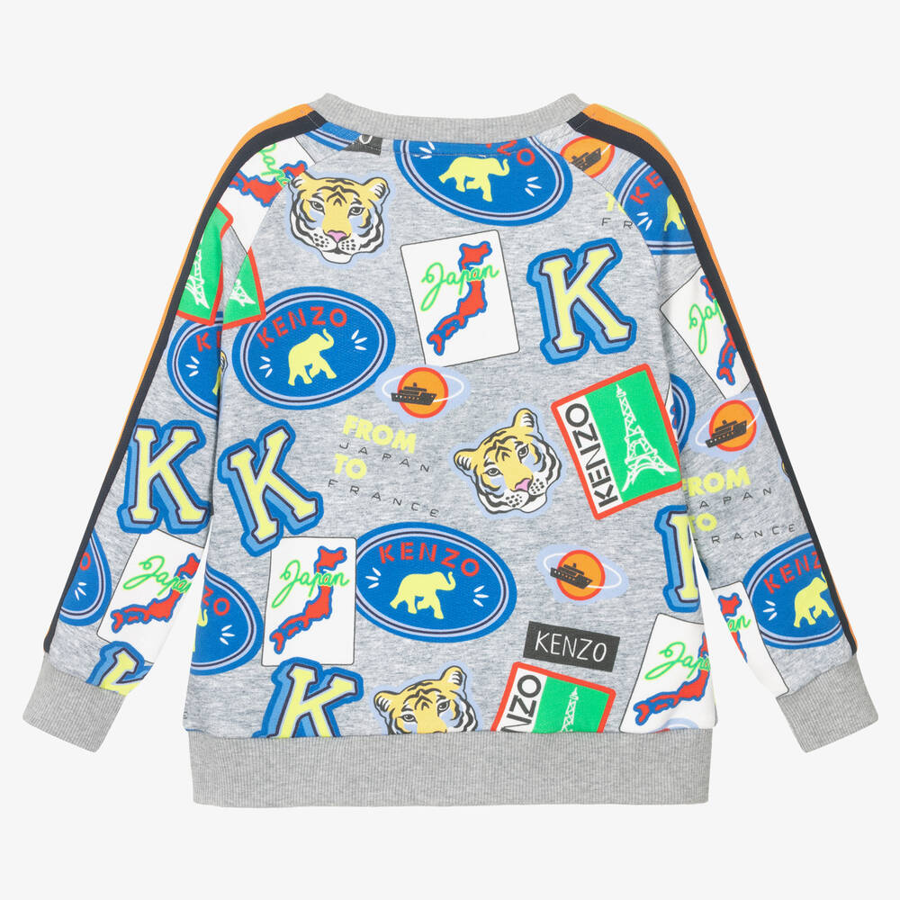 KENZO KIDS-سويتشيرت قطن لون رمادي للأولاد | Childrensalon Outlet