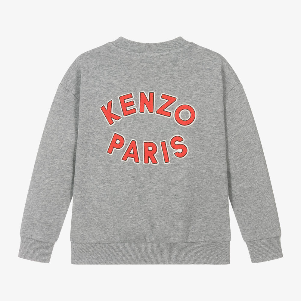 KENZO KIDS-Boys Grey Cotton Logo Sweatshirt | Childrensalon Outlet