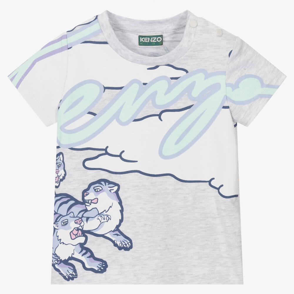 KENZO KIDS - T-shirt gris en coton garçon | Childrensalon