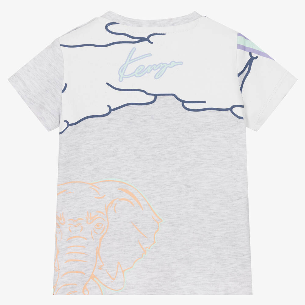 KENZO KIDS-تيشيرت أطفال ولادي قطن لون رمادي مونس | Childrensalon Outlet