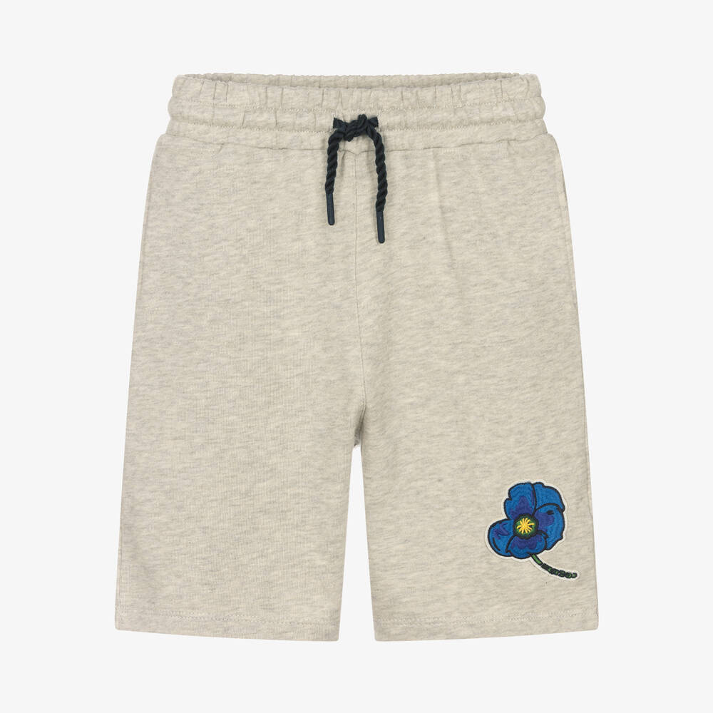 KENZO KIDS - Short gris en coton à coquelicot | Childrensalon