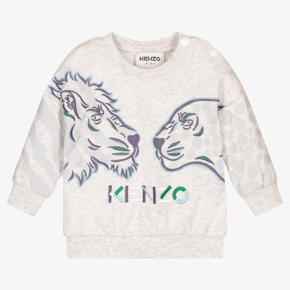 KENZO KIDS - Серый хлопковый свитшот для мальчиков | Childrensalon