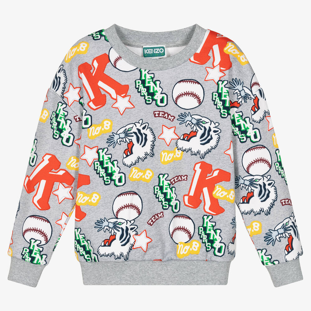 KENZO KIDS - Graues Varsity Tiger Sweatshirt | Childrensalon