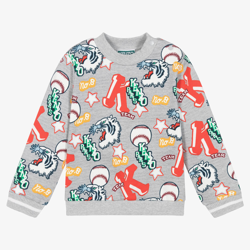 KENZO KIDS -  Graues Varsity Tiger Sweatshirt | Childrensalon