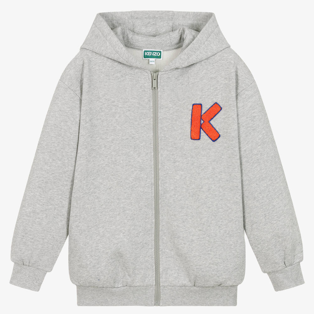 KENZO KIDS - Sweat à capuche gris zippé garçon | Childrensalon